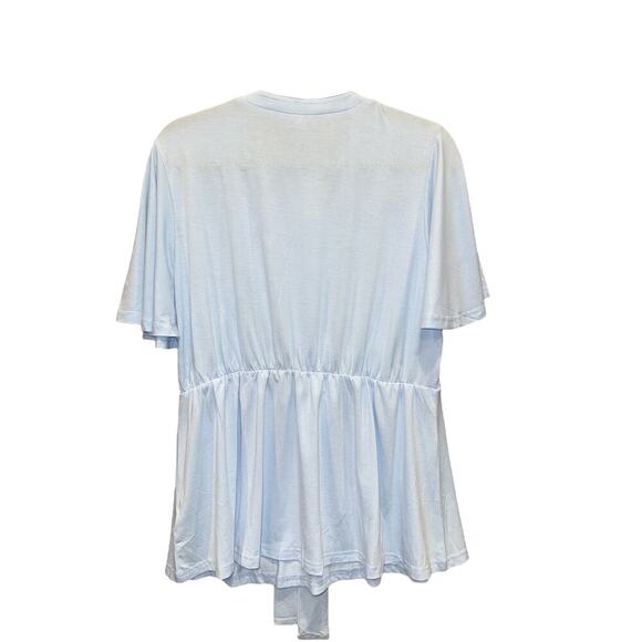 ArtJuly Women's Tie Front Short Sleeve Summer Peplum Top Size XL Light Blue NWT - Picture 9 of 11